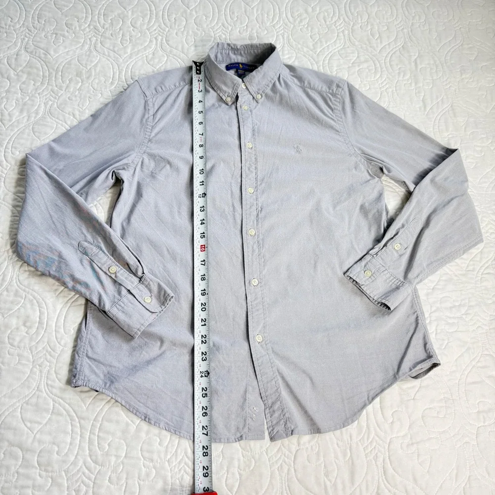 Ralph Lauren Boys XL 18-20 Button Down Shirt Bundle Gingham Grey 3 Pack EUC